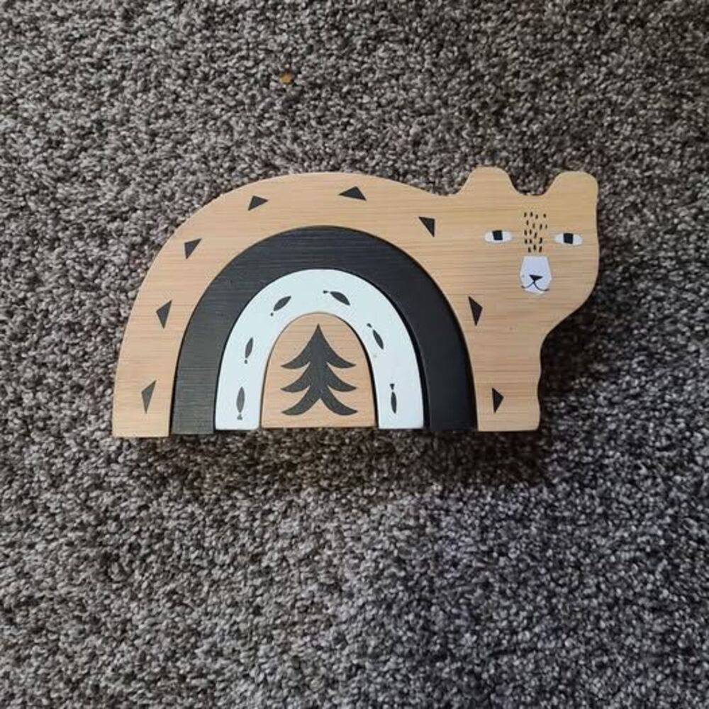 Wooden rainbow bear
